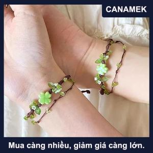 【CANAMEK】 Cổ Điển Bốn Lá Cỏ Ba Lá May Mắn Tay Dệt Vòng Đeo Tay Cho Phụ Nữ Thời Trang Tốt Bên Đồ Trang Sức Quà Tặng