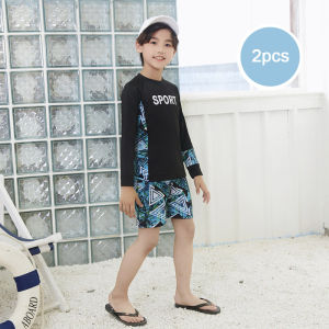 OKADY ชุดว่ายน้ำชายหญิงเสื้อแขนยาวผ่าข้างกางเกงขายาวชุดป้องกันแสงแดด3ชิ้นสำหรับเด็กเด็กผู้หญิงนักเรียนทารก Swimwear1แห้งเร็ว