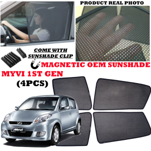 PERODUA MYVI Magnetic Sunshade OEM Custom Fit Car Door Window Cover Mesh Net UV Sunlight Protector Sun Protection