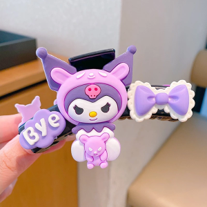 grace Lovely Kids Kuromi Hair Clamps Girls Cartoon Ponytail Hair Claw Non-slip Headwear Shark Clips
