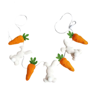 Rabbit Carrot Hanging Ornament Wall Hanging Decoration for Spring Holiday Celebration Kids Room Door Wall Window Display