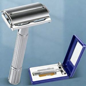 Retro maanual shaverdouble edged stainless steel shaver butterfly opening design
