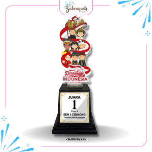 Piala Akrilik Custom Stiker Tatakan Souvenir Hadiah  dengan tema Kemerdekaan  Ikan Mas/Carp Motocross Musik & Mic/Karaoke