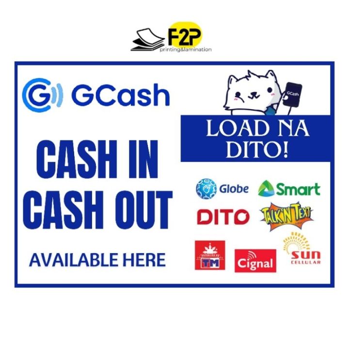 Gcash Cash in Cash out Laminated Signage A4/A5 size | Lazada PH