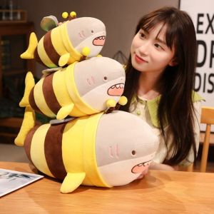 FLITY5 Xmas Gift Birthday Gift Soft Toy Home Decor Throw Pillow Soft Pillow Pillow Cushion Sleep Pillow Sleeping Mate Toy Soft Doll Shark Bee Plush Toy Shark Bee Doll Shark Plush Toys