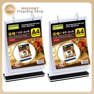 【HRFS】 2pcs PVC Tabletop Holder A4 Sign Holder Desktop Double Display Holder for Poster
