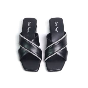 Sara Sara Izzy I Sandal Heels Chunky Wanita Hak Tahu Wedges 5 cm Strap Diamond Elegant Mewah Empuk Ringan Anti Slip