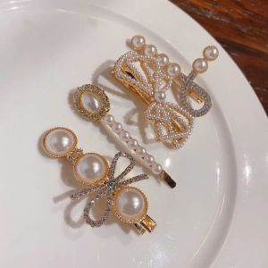 4 Cái/bộ Kẹp Tóc Pha Lê Ngọc Trai Thời Trang Ghim Cài Tóc Mái Nữ Ghim Cài Tóc Hình Nơ Side Clips Thời Trang Mùa Hè Tóc Phụ Kiện