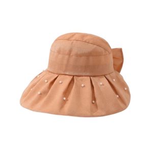 OKKFINE Windproof Women Pearl Bucket Hat Sun Protection Anti-UV Beach Cap Korean Fashion All-match Sun Cap Summer Spring Autumn