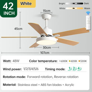 KASIDA 42inch ceiling fan with light modern ceiling fan with led light 3 colors dimming 6 speed wind ceiling fan 5 blades big ceilings fan dc motor ceiling lights with fan ceiling fan heavy duty for living room dining room bedroom