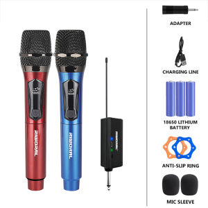 Wireless Mic UHF Dual 1200mah Rechargeable dual handheld dynamic karaoke microphone suitable for karaoke computer conference party church DJ wedding home KTV set working range 50m / 164ft