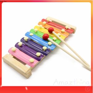 Amazthing 8 Notes Wooden Xylophone with 1 pair Wood Mallets Educational Toys Instrument 彩色木琴
