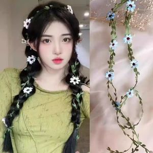 Forest-Themed Flower Lace Bridal Wreath Girl Tiaras Hair Hoop/Children Performance Fairy Headwear Hairpin Braid/Wedding