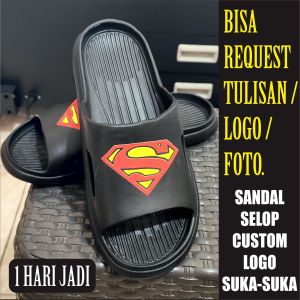 BA253 Sandal Selop Custom Sablon Logo Suka Suka Bahan Eva Sandal Slop