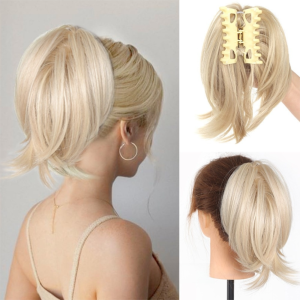 STMEN Scrunchies Messy Bun Hair Piece Clip in Synthetic Straight Chignon Ponytail Hair Accessories Fluffy Claw Clip Updo for Women