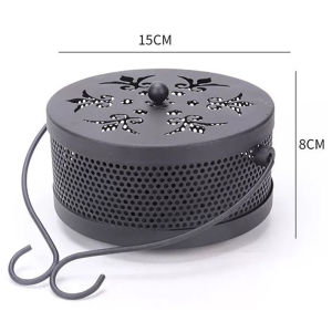 UCORP Mosquito Coil Holder Mosquito Coils Box Retro Portable Fireproof Mosquito Sandalwood Incense Coil Burner with Lid