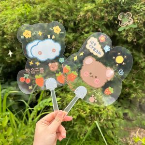 FLYING 6PCS Transparent Transparent Hand Fans DIY Doodle Plastic DIY Blank Fan Creative Thicken Graffitiable Fan Handicraft Projects