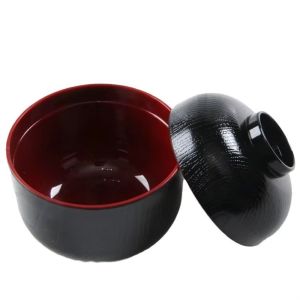 MIRELINA With Lid Miso Soup Bowl Maple Leaf Soup Container Japanese Flower Bowl  Double Color Japanese Rice Bowl Dining Accessories