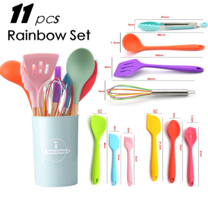 12 Pcs Kitchen & Dining Silicone Utensile Set Cooking Tools. 12 Set Memasak Barang Dapur Premium 12件厨房和餐厅硅胶餐具套装烹饪工具。 12套高级厨房用品烹饪套件