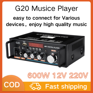 G20 USB Musice Player 600W 12V 220V Audio Power Amplifier HiFi for Car Remote Control Car Auto Home Bluetooth USB TF Flash Disk Radio