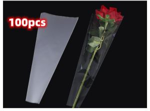 100pcs kantong bunga rose /single Plastik bunga mawar tangkai per satuan/ plastik bungkus bunga