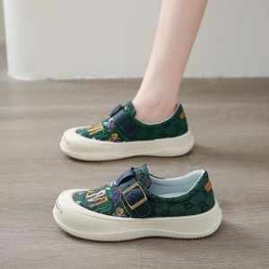 Free Shipping WomenS Loafers New Spring Collection Thick-Soled Slip-On Casual Canvas Shoes Flat Lightweight And Shallow-Toe Design