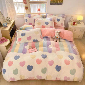 Bộ Chăn Ga Gối Nỉ Tuyết Sữa 3D 4 Món Siêu Xinh Set Chăn Ga Gối Nỉ Nhung Mềm Mịn Không Rụng Lông In Họa Tiết Cute Đủ Kt