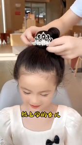 Getah Rambut Puteri Mahkota Mutiara ✨ Kids Girls Pearl Crown Elastic Hair Tie Zircon Tiara Ponytail Holder