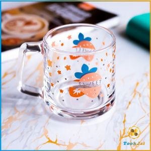 TookJai ถ้วยแก้วกาแฟ ถ้วยแก้วน้ำผลไม้ แก้วบอโลซิลิเกตสูง เนื้อหนาพิเศษ cola cup