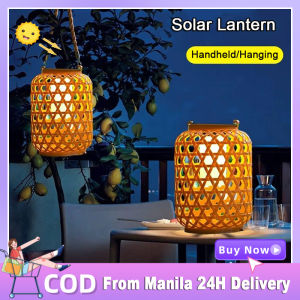 Outdoor Garden Solar Lantern Decoration Hanging Solar Light Lamp Portable Outdoor Waterproof Camping Light Plastic Bamboo