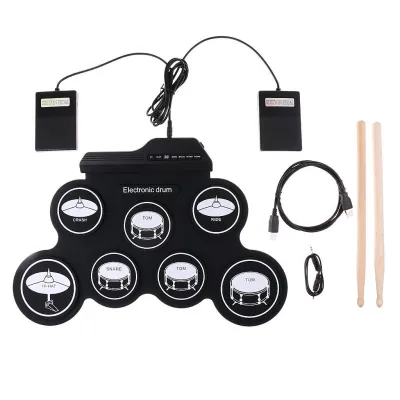 Set Drum Portabel Set Drum Linting Tangan Drum Elektronik Portabel Lipat Drum Rumahan Untuk Anak-Anak Dan Pemula 3301