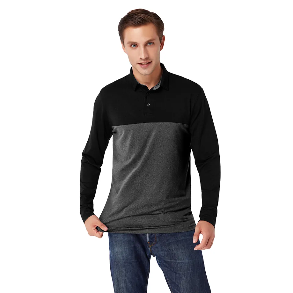 Quick Dry Fit Golf Polo Shirts for Men Long Sleeve Sports
