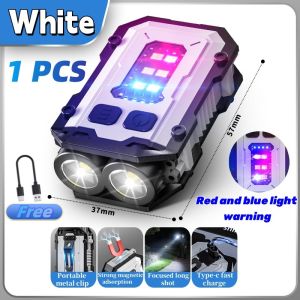 Mini LED light Portable keychain edc flashlight torch keychain Super bright emergency light flashlight Type-C rechargeable Multifunctional work light Strong magnet Outdoor camping lights led flash light with magnet  keychain night emergency light