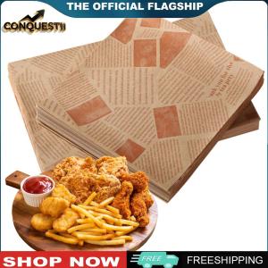 [Conquestii] 500Pcs Greaseproof Deli Wrapping Sheets 25x25cm Basket Liners Food Picnic Paper Sheets for Bread Sandwich Burger