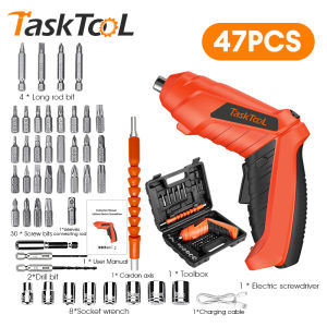 TASKTOOL 47PCS Mini Electric Screwdriver Set Cordless Power Drill USB Charging Foldable Small Electric Wrench With LED Light