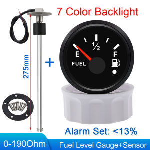 ⚡100-550mm 7 Color LED Fuel Tank Level Gauge 0-190Ohm Fuel Float Sensor + Fuel Level Gauge With Alarm Light For Marine Car RV Camper Yacht