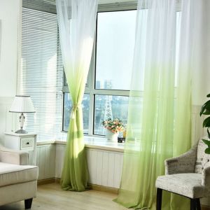NCNC Polyester Màu theo nhiệt độ Trang trí cửa sổ Bảng điều khiển đơn Rèm cửa Dải phân cách Sheer Voile Vải tuyn