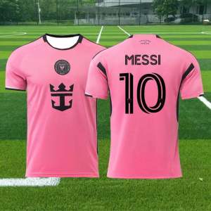 2025 đội tuyển quốc tế Miami mới Messi No.10 phiên bản Quạt áo bóng đá màu hồng tay ngắn áo khoác bóng đá thể thao S-5XL lớn