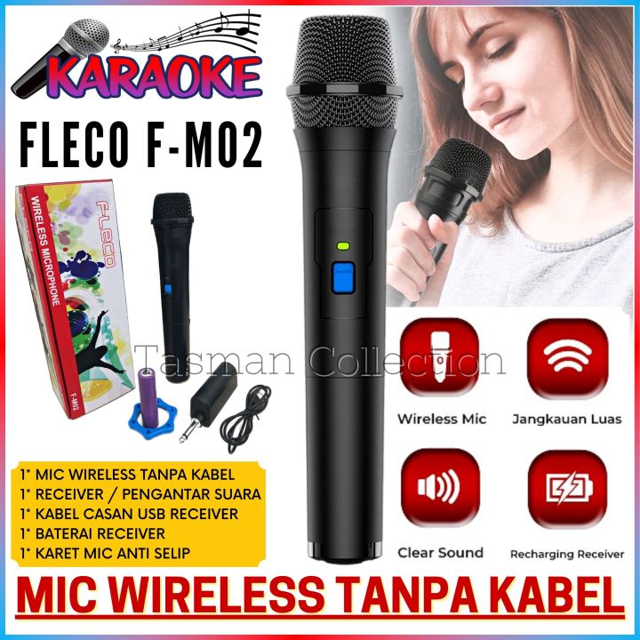 Mic Bluetooth Wireless tanpa Kabel Fleco F M02 Mic Wireless