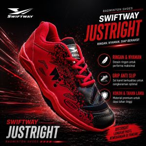 Sepatu Badminton Pria Swiftway Justright COMFROT 4 High Quality Bulutangkis