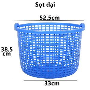 Set 3 Sọt cần xé caro nhựa VIỆT NHẬT - 2 quai lưới thoáng - Bánh mì quần áo đồ chơi bé - 3490/1/4