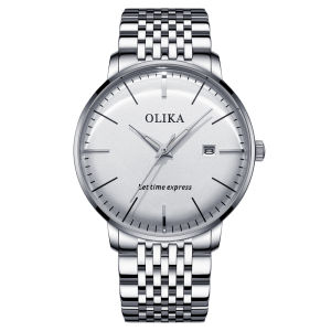 【1-3Days Delivery】 Curved Watchproof Mens Watch with Japan Movement Stainless-Steel Strap and Multi-function Quartz Watch