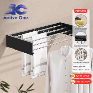 ACTIVEONE Invisible Foldable Wall Mount Multifunctional Clothes Hanger Drying Rack Wall Space Saving Baju Rak Pakaian Dilipat Pengeringan - Fulfilled by ACTIVEONE
