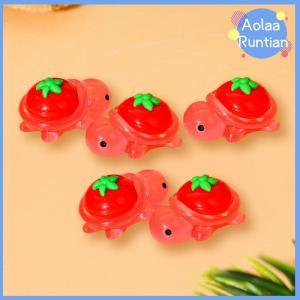 Aolaa 5Pcs Mini Resin Luminous Cartoon Fruit Turtles Ornament Dollhouse Scene Decor Accessories Pretend Play Toy Home Desktop Decor