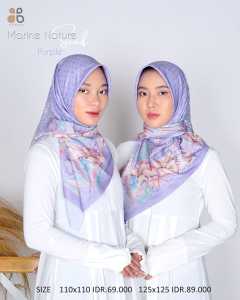 HIJAB segiempat voal motif Marine Nature Scarf Nubua / Kerudung Segi Empat