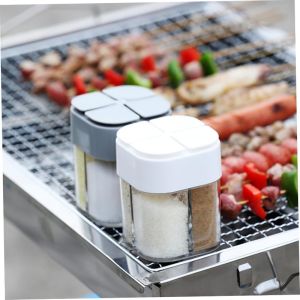 4in1 Travel Condiment Jar Seasoning Shaker Can Filter with Lid Clear Seasoning Rack Spice Pots