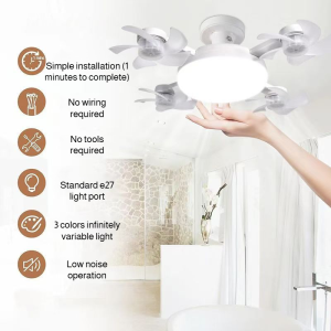 New E27 Screw Fan Light Shape for Home Users Quiet Energy-saving Ceiling Fan Light with Strong Wind for Family Dining