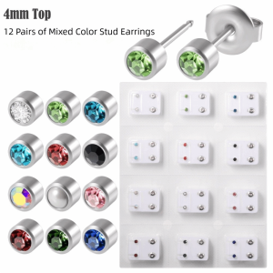 GENENIC 3mm/4mm TOP Ear Piercing Tool Kit Stars Stainless Steel Ear Piercing Tool Piercing Jewelry Supply Rhinestone Inlay Rhinestone Stud Earrings Ear Piercing DIY