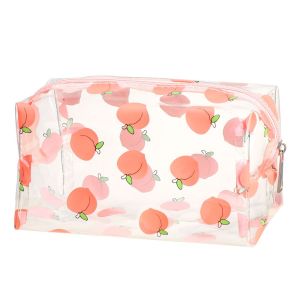 LIJU78113 Gift Cute Print Toiletry Organizer Transparent Makeup Bags for Women Girls Avocado Flower Peach Clear Travel Cosmetic Bag