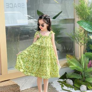 LS Show Đầm yếm bé gái mùa hè mặc váy đi biển Chân Váy Công Chúa Váy hoa trẻ em